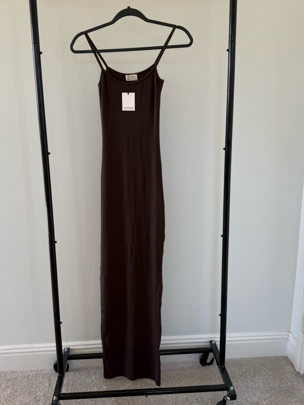 Clyque Dark Chocolate Brown Maxi Slip Dress